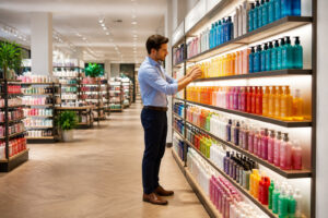 Homme dans un magasin de detail moderne